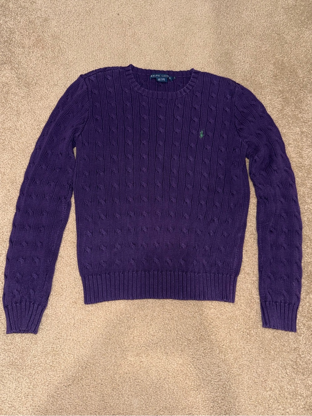 Purple cable knit 100% cotton Ralph Lauren sweater
